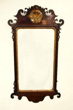Antique George III Mahogany Parcel Gilt Wall Mirror 18th C 94 x 51 cm