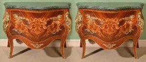 Pair Louis XV Marble Topped Marquetry Commodes | Ref. no. 05682 | Regent Antiques
