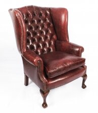 Bespoke Leather Chippendale Wingback Chair Armchair Murano Port