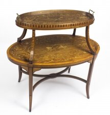 Antique English Mahogany & Satinwood Etagere Tray Table 