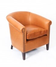 Bespoke English Handmade Amsterdam Leather Arm Chair Tan