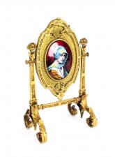Antique French Ormolu & Limoges Enamel Table Mirror F.Bienvue 19th C