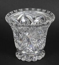 Vintage Cut Glass Crystal Glass Vase Mid 20th Century
