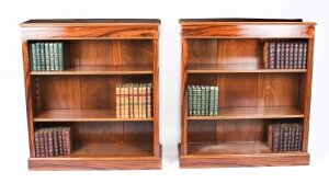 Bespoke Pair Mid Century Modernist Revival Low Rosewood Open Bookcases