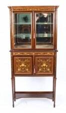 Antique Edwardian Inlaid Display Cabinet By Edwards & Roberts 19th C