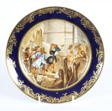 Antique French Sevres Porcelain Gilt Plate & 34 Prise de Valence& 34 19th C
