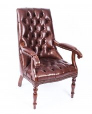 Bespoke English Handmade Carlton Leather Desk Chair Hazel