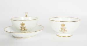 Antique Emperor Napoleon III Sevres Porcelain Cup Saucer & Sugar Bowl 19th C