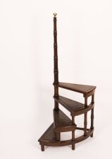 Vintage Set Spiral Mahogany Library Steps 20th C
