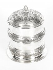 Antique Silver Plate Drum Biscuit Box Elkington & Co 19th Century