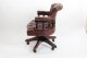 Bespoke English Hand Made Leather Captains Desk Chair Dark Brown Colour | Ref. no. 02331a | Regent Antiques