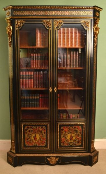 Antique Victorian Ebonised Boulle Bookcase Cabinet 1860 | Ref. no. 05627 | Regent Antiques