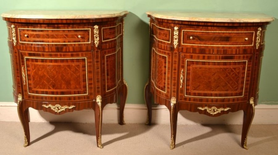 Pair Milanese Walnut & Rosewood Commodes Bedside | Ref. no. 05668 | Regent Antiques