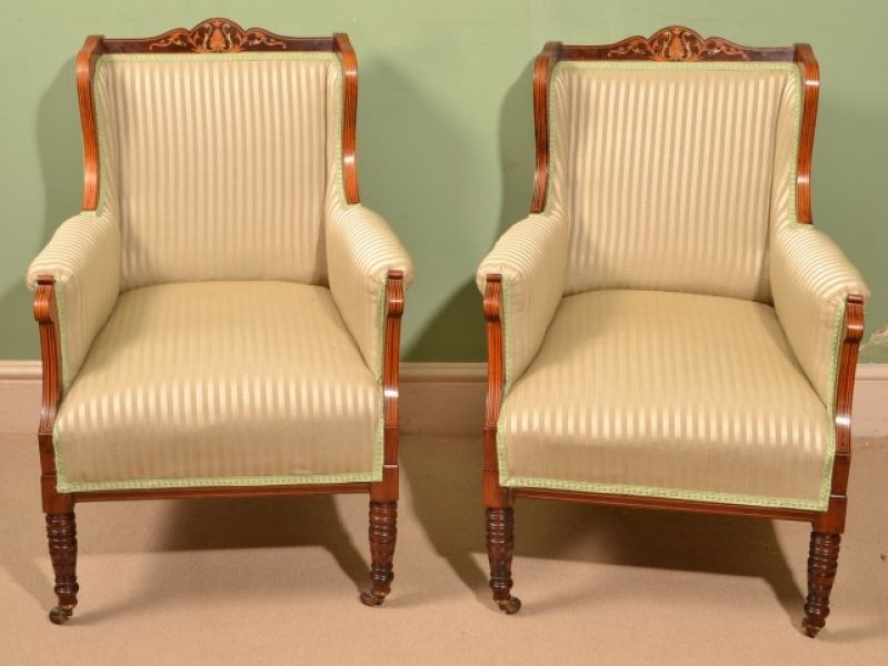 Antique Pair of Edwardian Rosewood Wing Chairs c.1900 | Ref. no. 05718 | Regent Antiques