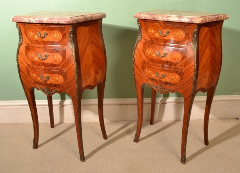 Antique Pair French Marquetry Bedside Chests c.1920 | Ref. no. 05877 | Regent Antiques