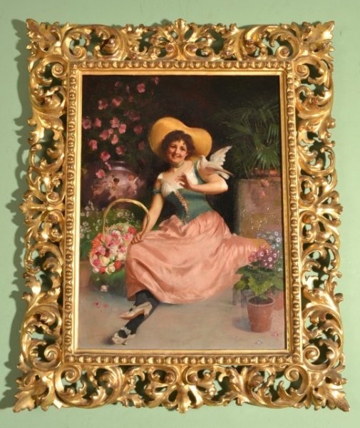 Antique Italian Oil Painting \'The Flower Seller\' c.1840 | Ref. no. 05886 | Regent Antiques