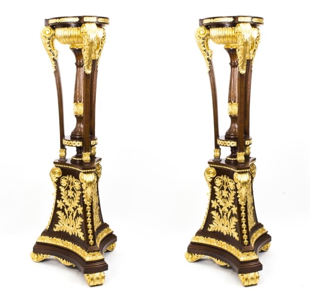 Pair  6ft Mahogany Empire Style  Giltwood Carved Torcheres | Ref. no. 07886 | Regent Antiques