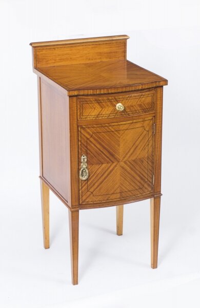 Antique Victorian Satinwood Bowfront Bedside Cabinet c.1880 | Ref. no. 07988 | Regent Antiques
