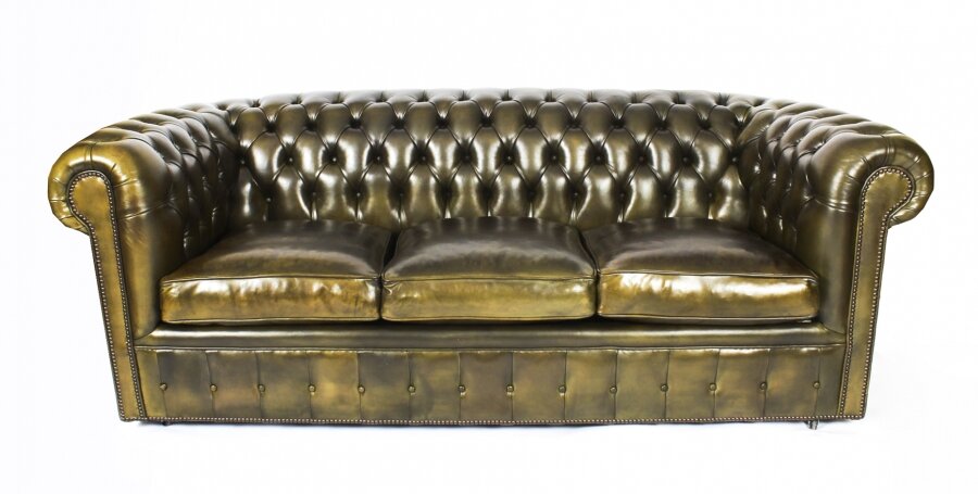 Bespoke English Leather Chesterfield Sofa Bed Olive Green | Ref. no. 08457G | Regent Antiques