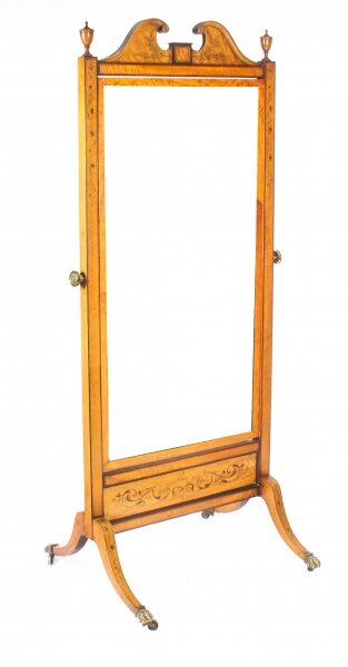 Antique Edwardian Satinwood Marquetry Inlaid Cheval Mirror c.1900 | Ref. no. 09968a | Regent Antiques