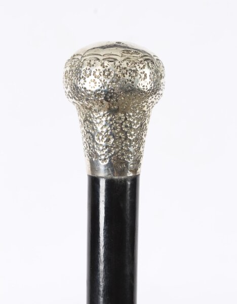 Antique English Silver  Ebonized Walking Stick Cane dated 1883 | Ref. no. A3760 | Regent Antiques