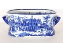 Vintage Blue & White Porcelain Planter Jardiniere 20th Century