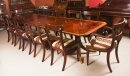 VintageTwin Pillar Flame Mahogany Dining Table with 12 Chairs 20th C