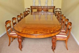 Large Victorian Style Table with a Split Personality & 16 Chairs