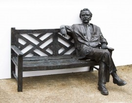 A Life-Size Bronze Statue of Einstein Sitting On A Bench