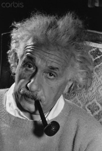 Albert Einstein Smoking a Pipe