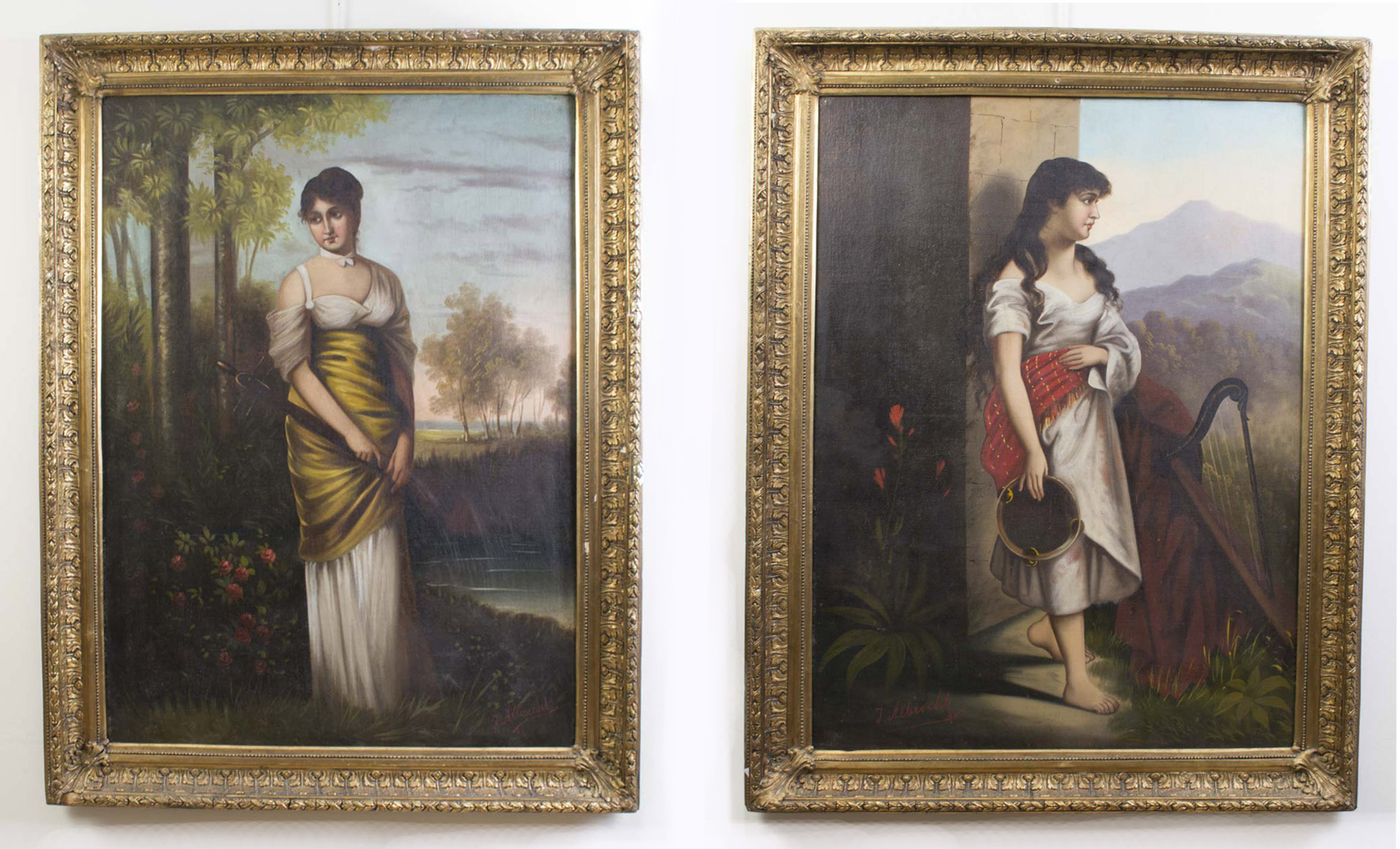 Antique Pair Oils Ref No 01720 Regent Antiques