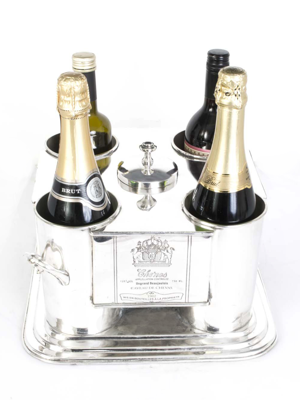 Grand Cru Silver Plated Ice Bucket Wine Champagne Cooler 