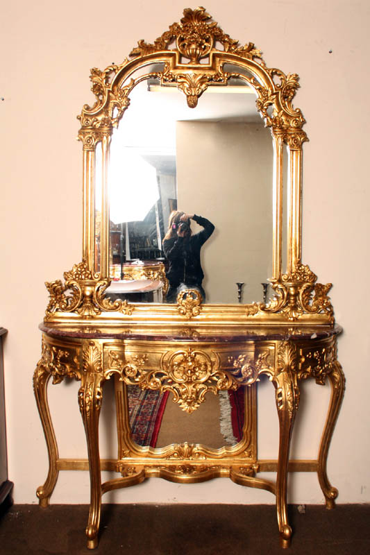 Ornate French Louis Xv Ref No 02154, Ornate Console Table And Mirror