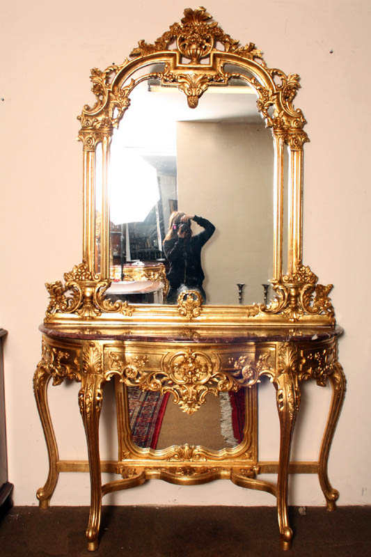 Ornate console table clearance and mirror
