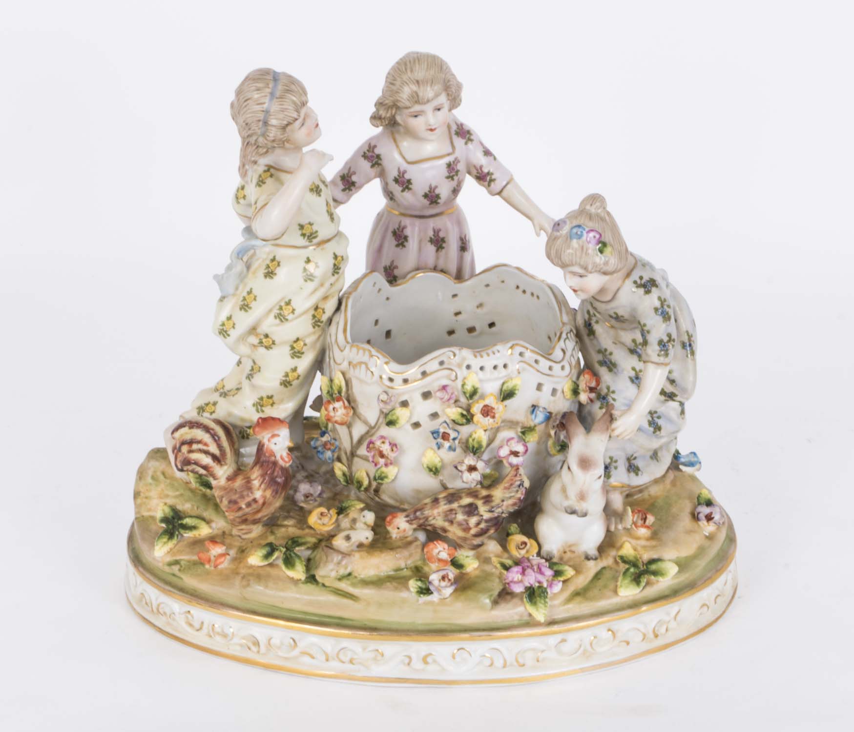 Lovely Pair Dresden Style Hand Painted Porcelain Vases