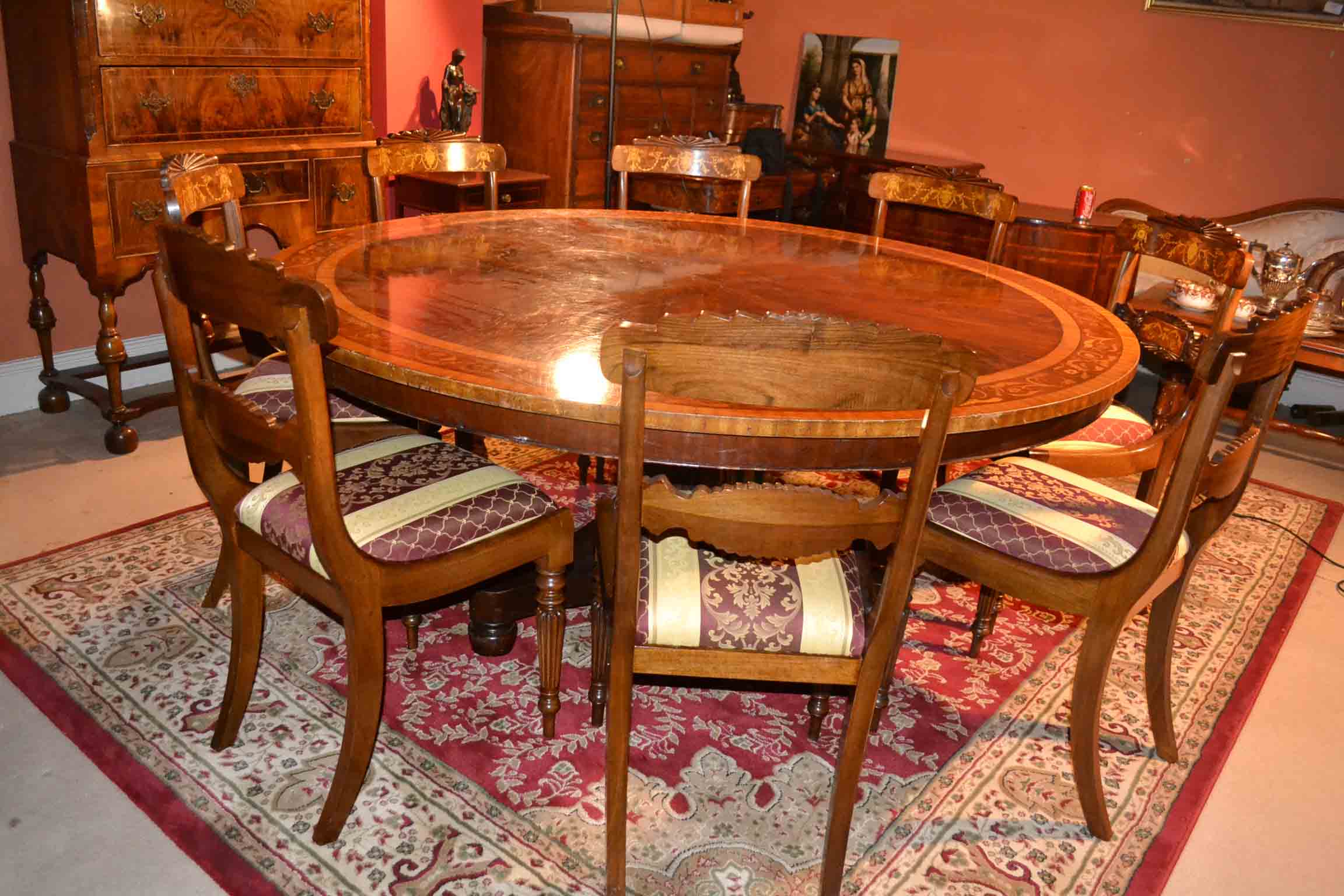 inlaid dining room table