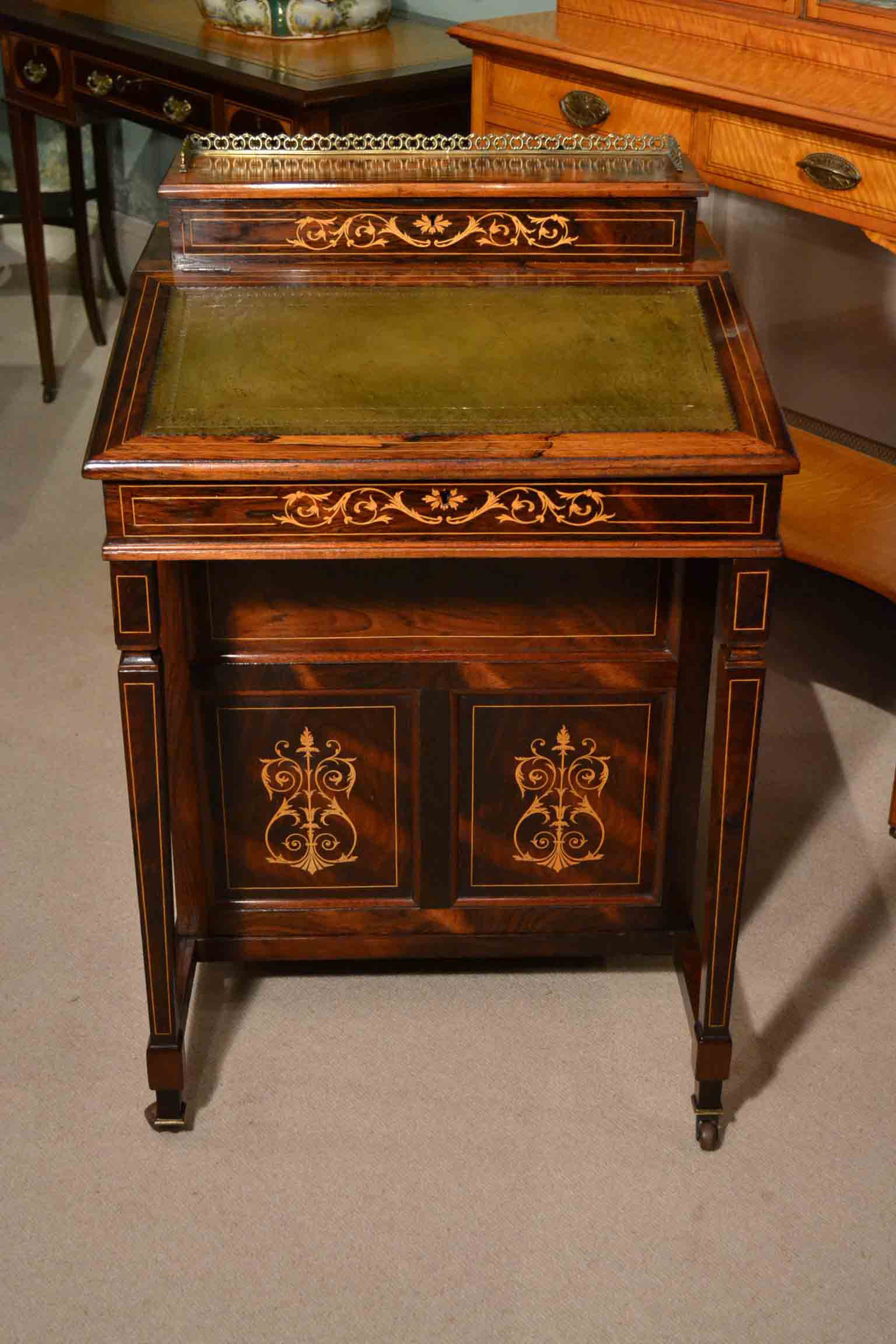 Antique Edwardian Inlaid Davenport C1900 Ref No 03139