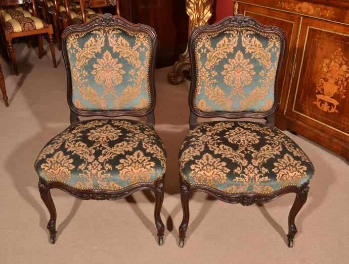Antique Pair French Rosewood Side Desk Chairs C.1900 Ref. No. 05502 - Antique Pair French Rosewood Side Desk Chairs C.1900 Ref. No. 05502