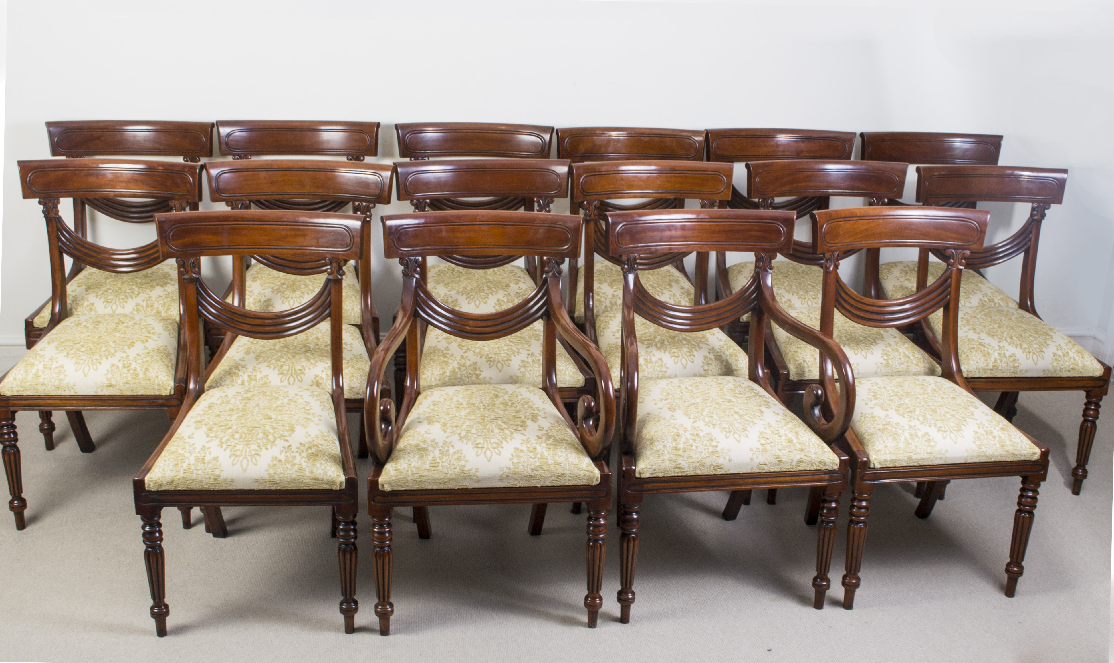 Set 16 Vintage Regency Style Dining Chairs Swag Back Ref No 05635