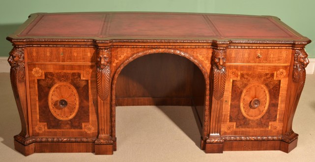 Antique Mahogany Marquetry & Satinwood Desk C.1900 Ref. No. 05778 - Antique Mahogany Marquetry & Satinwood Desk C.1900 Ref. No. 05778