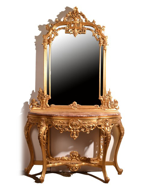 Louis XV Beech Wood Console Table & Mirror, French, Handmade, Antique  Vintage Furniture Reproduction , Victorian