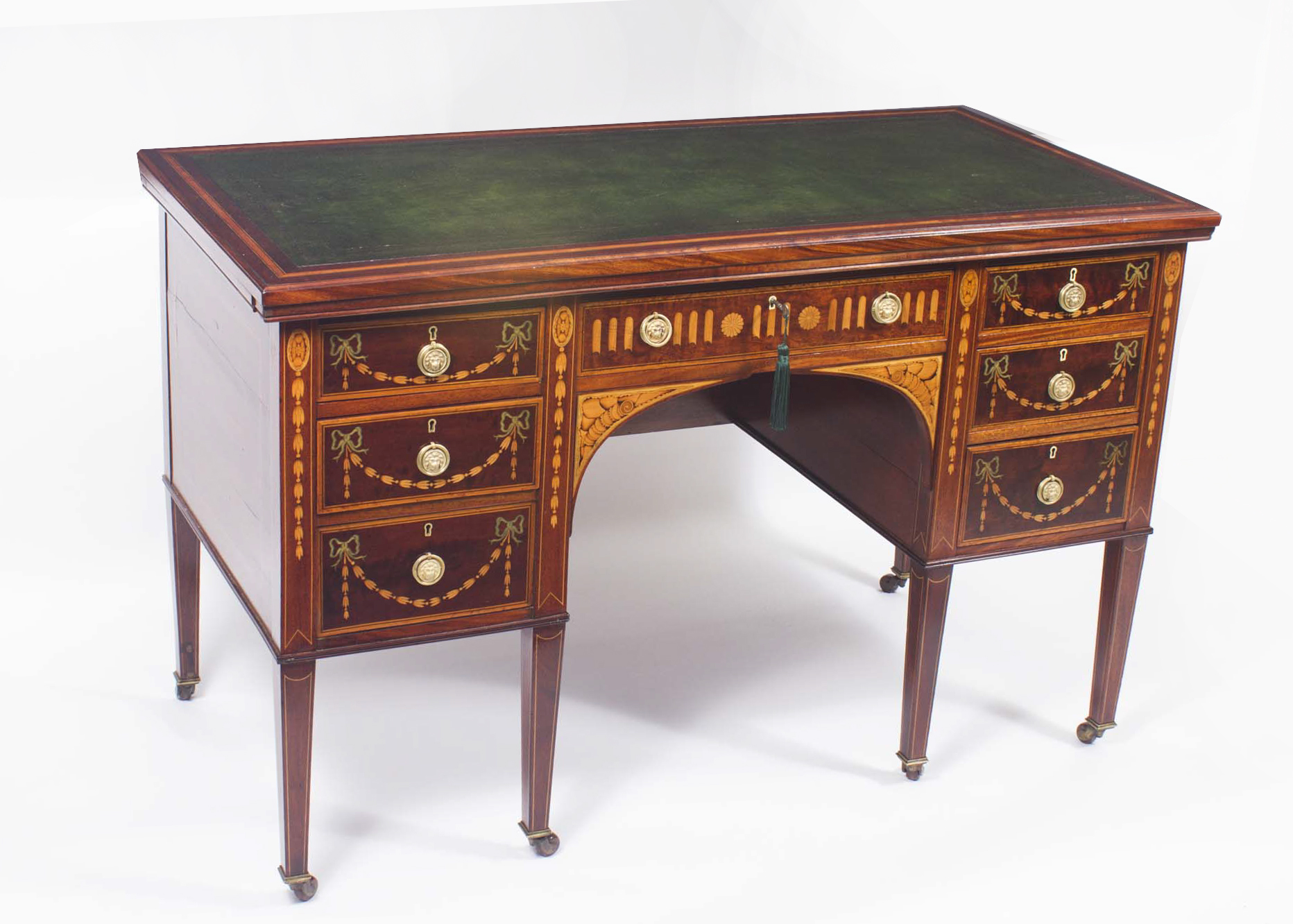 Antique Edwardian Inlaid Desk With Slides C 1900 Ref No 06504