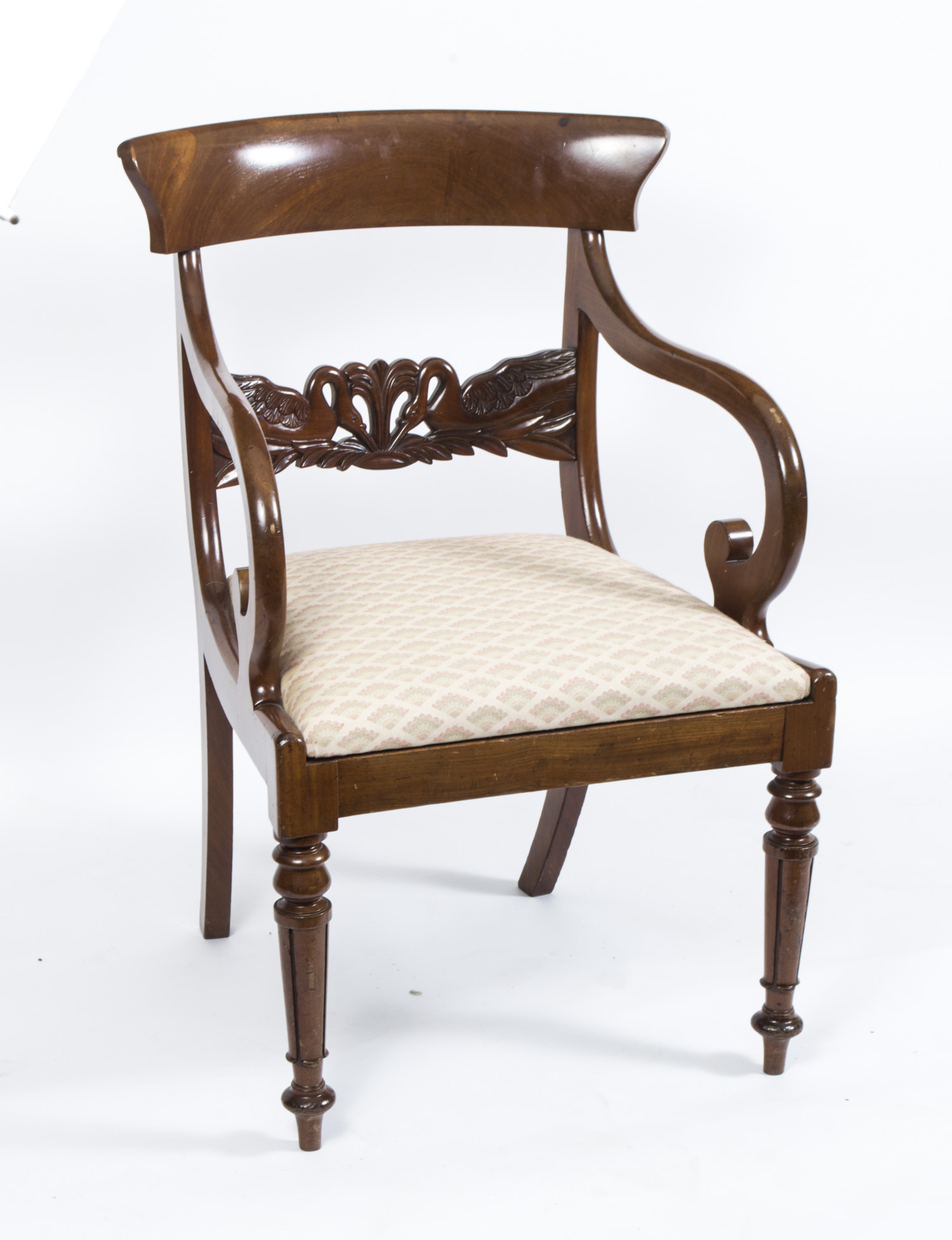 Antique English Regency Swan Carved Armchair C 1820 Ref No 07003a