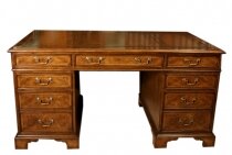 Vintage Victorian Revival Burr Walnut Pedestal Desk 5ftx3ft 20th C
