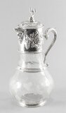 Vintage Large English Silver Plated & Glass Claret Jug 20th C