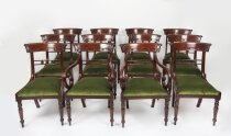 Vintage Set 12 English Regency Revival Bar Back Dining Chairs 20th C