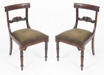 Vintage Pair Regency Revival Mahogany Bar Back Dining Chairs 20th C