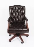 Bespoke English Handmade Gainsborough Leather Desk Chair Smoke Brown