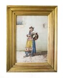 Antique Watercolour & 39 The Water Carrier& 39 Filipo Indoni 19th Century