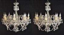 Vintage Pair Venetian 8 Light Chandeliers 20th Century